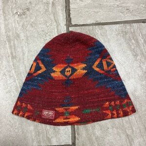 Ralph Lauren Denim & Supply Burgundy/Orange/Green/Blue Aztec Knit Beanie OS